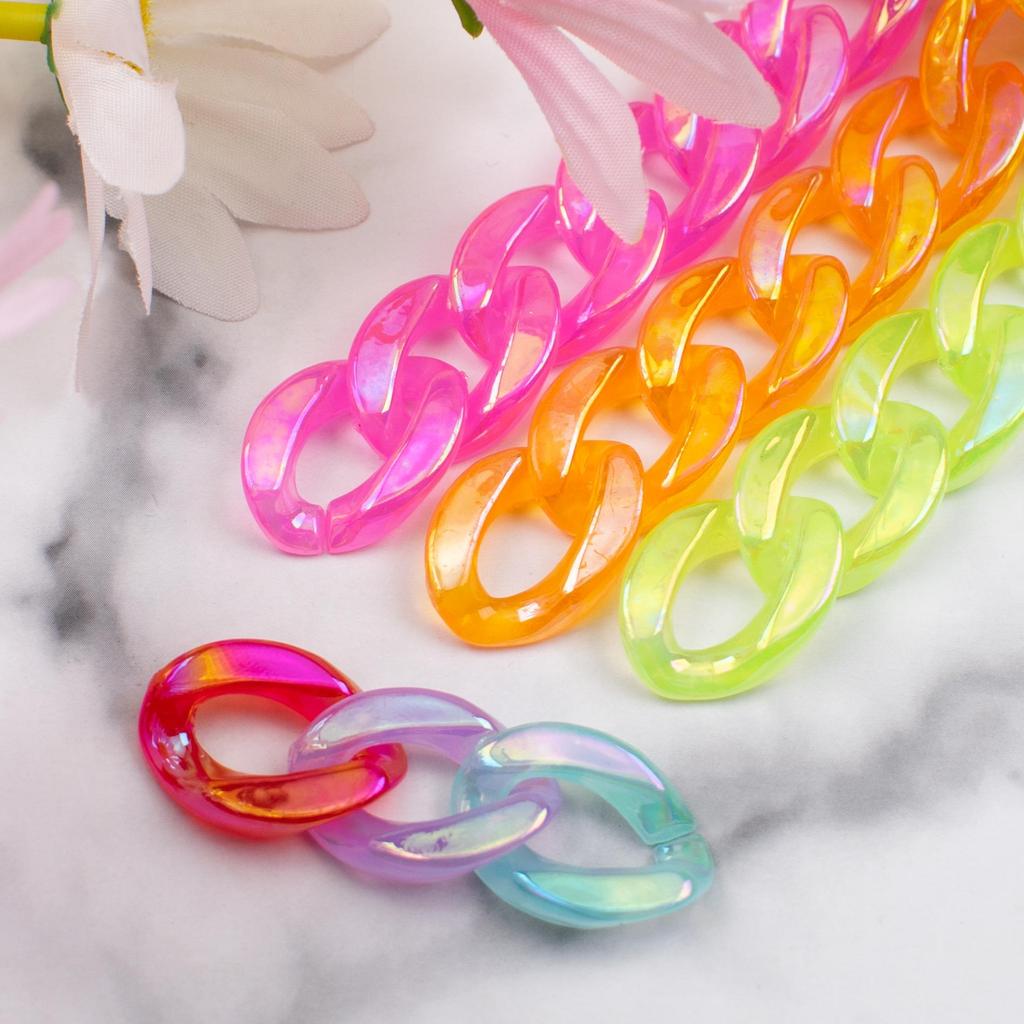 Acrylic Iridescent Chain & Jump Ring Set for DIY Jewelry and Phone Case Accessories