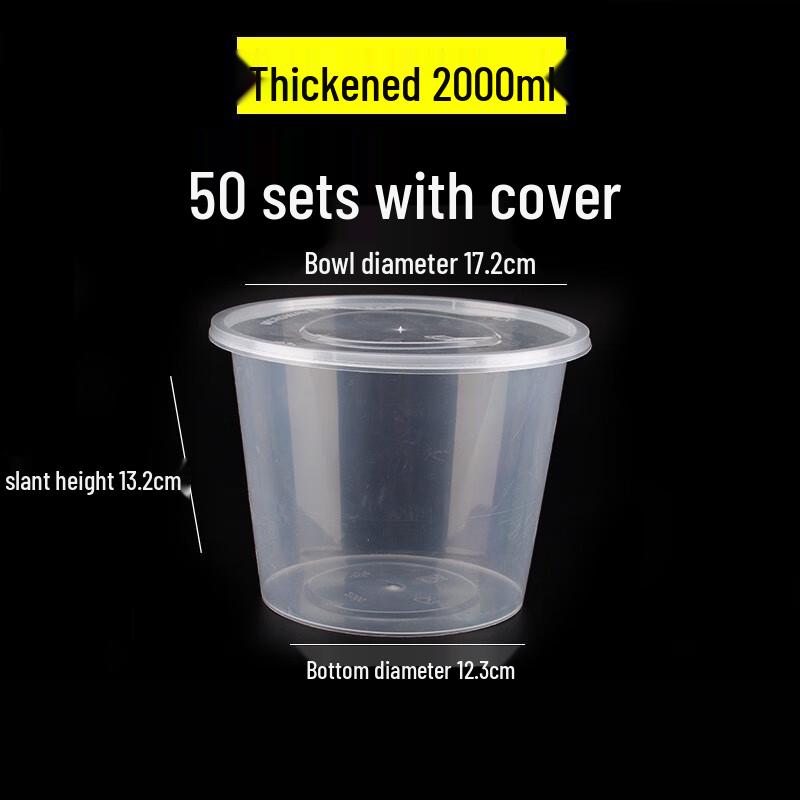 

MOLUONA 2000ml Transparent Disposable Food Containers with Lids (50 Sets)