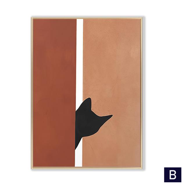 Boho Fashion Summer Woman Wall Art Beach Black Cat Canvas Painting Nordic Posters and Prints Pictures for Living Room Decor