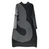 ISSEY MIYAKE Black IM23KH279MEANDER KNIT Wool Blend Border Dress dress 2 Gray / blackUsed