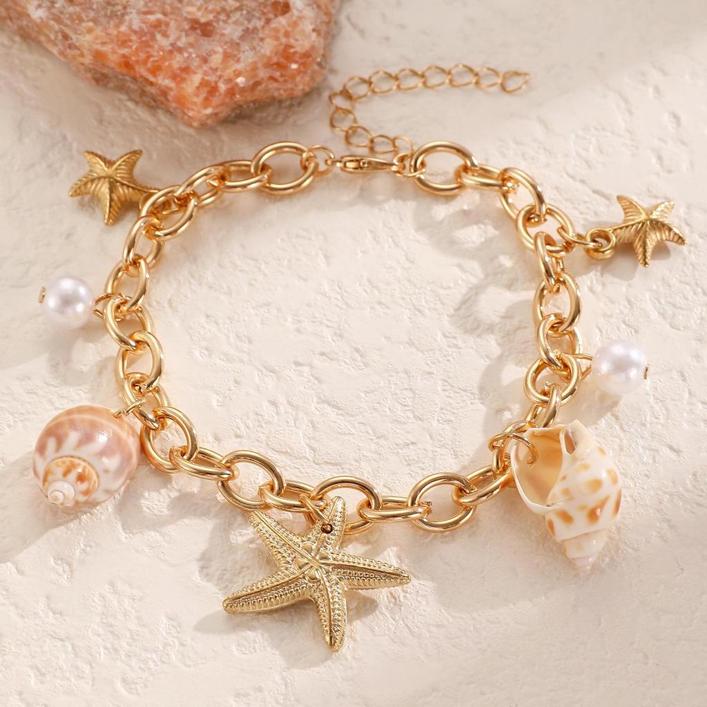 European & American Starfish Earring & Necklace Set: Fashionable Double-Layer Jewelry for Women - Perfect Summer Beach Accessory