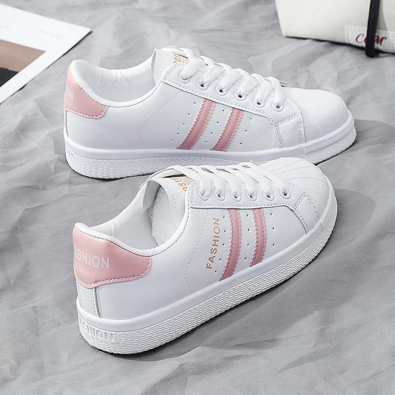 2025 Spring and Autumn New Leather Versatile Little White Shoes Women's Shell Head Sports and Leisure Shoes Board Shoes Flat Women's Shoes