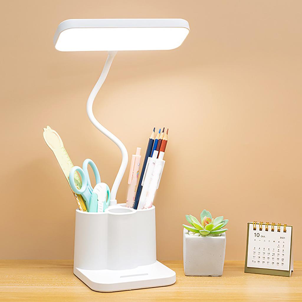 Desk Lamp Dimmable Color Dormitory Desk Lamp Eye Bedside Reading LED Lamp with Pen Holder