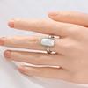 1-piece Retro Silver Color Square Inlaid Stone Ring, Suitable for Women's Simple Design Daily Accessories and Gifts