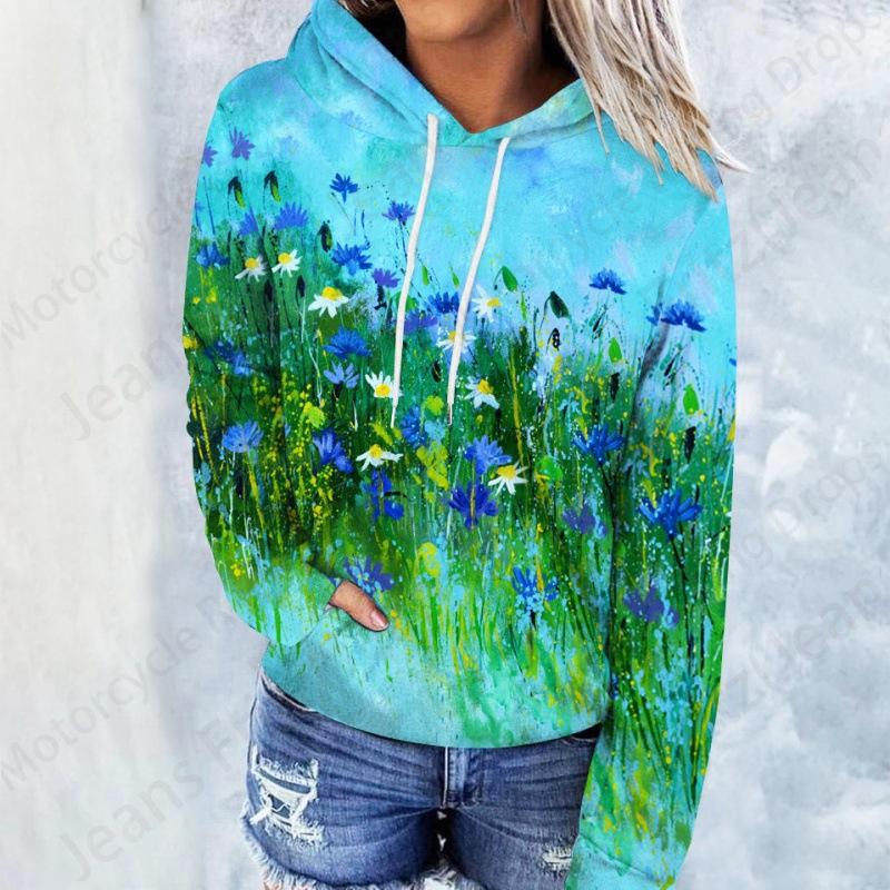 Floral Daisy 3d Print Hoodie Women Fashion Oversized Hoodies Women Sweats Coat Hooded Sweats Pullover Women's Clothing Flower