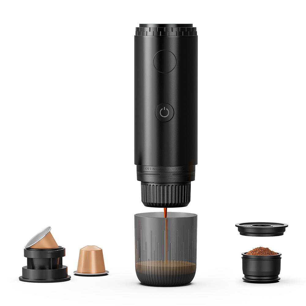 [i Cafilas][2604] Wireless Electric Portable Electric Espresso Machine Travel Coffee Maker for Camping Car Self-Heating With Ground Coffee & Capsule