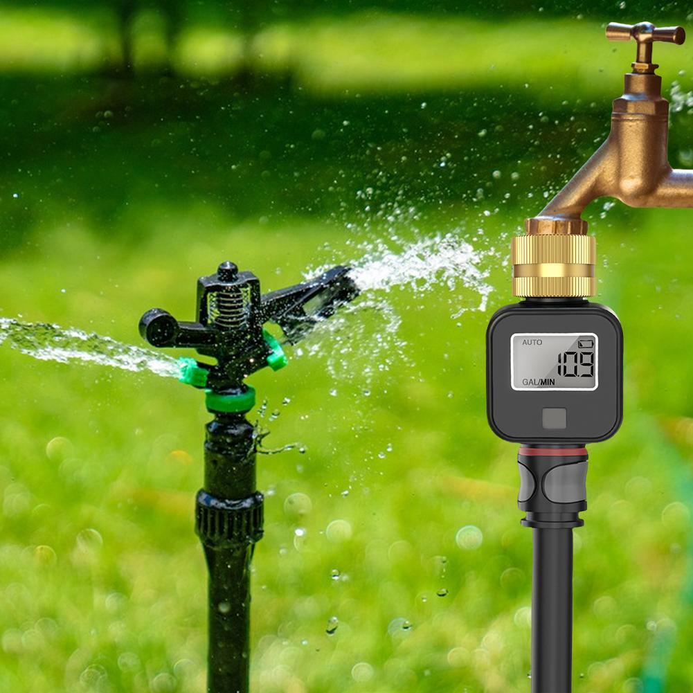 Water Consumption Test Meter Brass Inlet Multifunctional Water Meter Electronic Water Meter Sensor for Watering Irrigation Hose