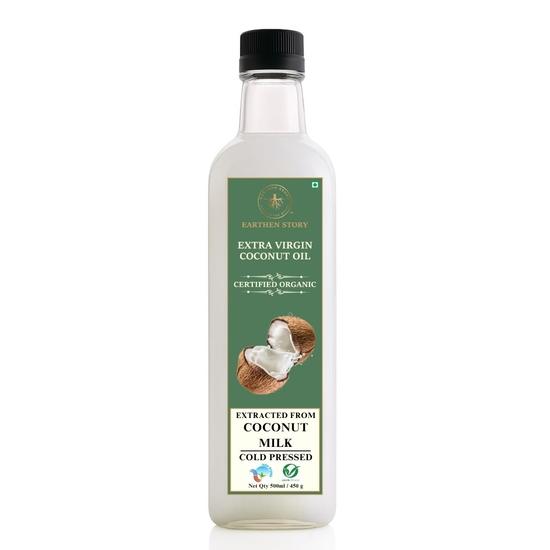 

Earthen Story Extra Virgin Coconut Oil 500ml – Certified Organic, Cold-Pressed, 100% Pure & Unrefined | Ideal for Cooking, Skin & Baby Care 500ML