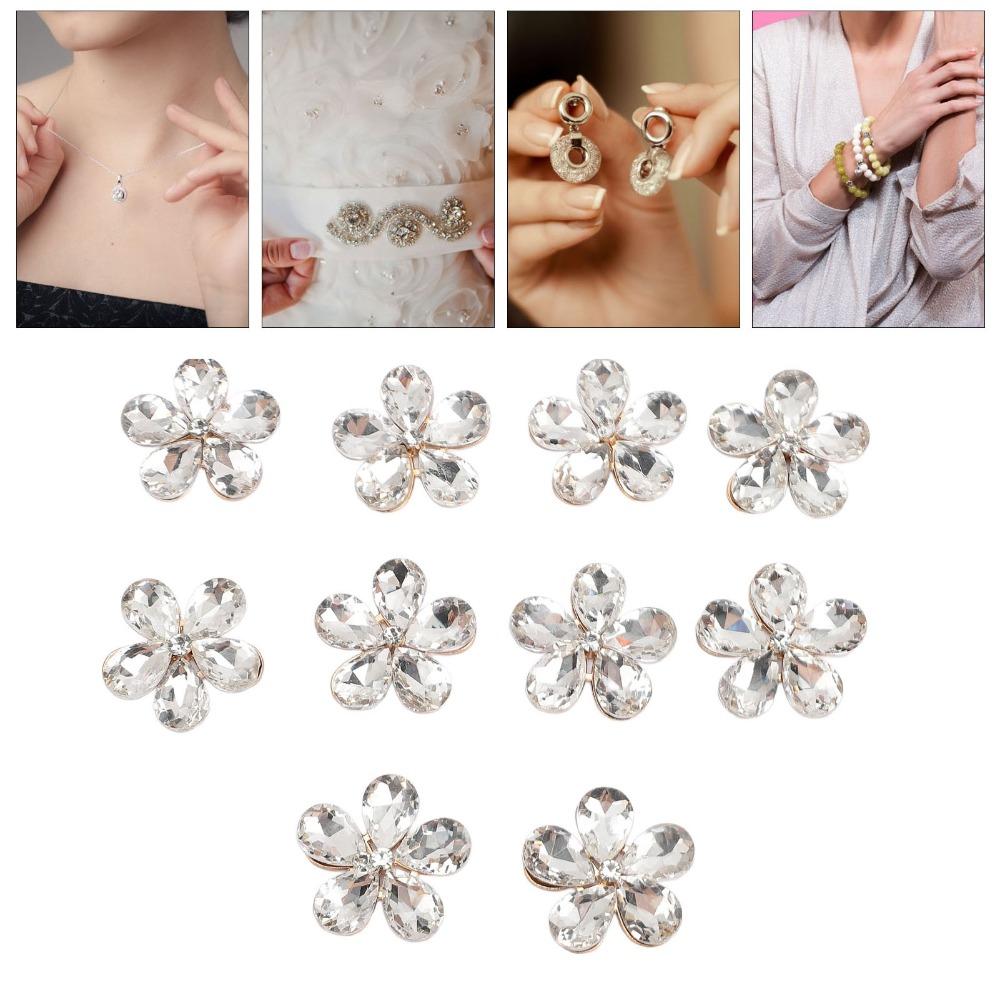 10pcs Zinc Alloy Flower Rhinestones Rhinestone Crystal Crystal Charms Flat Back Charms Beach Bag