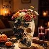 Niche Gothic Gifts Black Butterfly Skull Vase, Resin Skeleton Pen Holder, Flower Vase Arrangement Container, Creative Desktop Organizer for