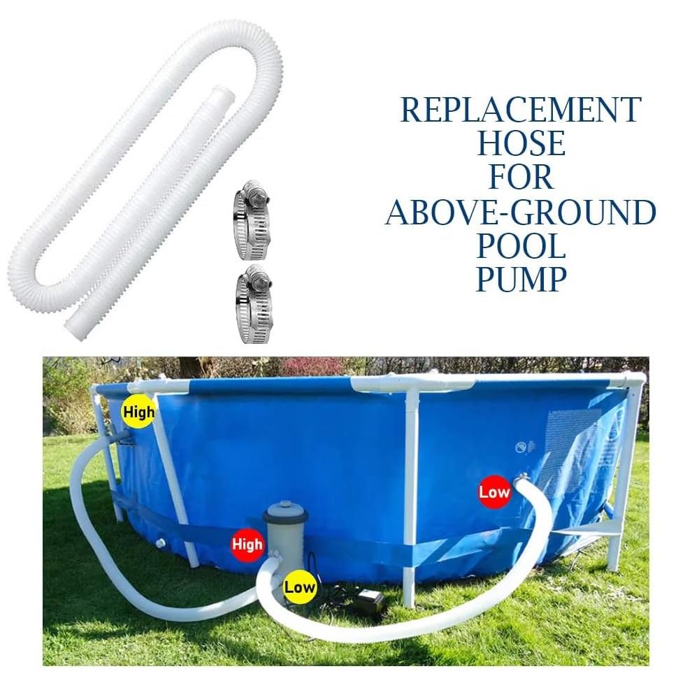 2PCS 59"Above Ground Pool Pump Accessory Hose For Intex 1.25" 32mm with 4 Clamps