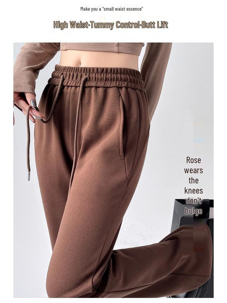Damen Schwarze High Waist Schlankmachende Micro Flare Hose - 2025 Frühling/Sommer Freizeitsporthose