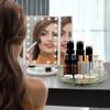 360 Clear Rotating Makeup Organize for Vanity,1 Tier Lazy Susan with Diamond Pattern, Large-Capacity Skincare Organizers Cosmetic Display Case
