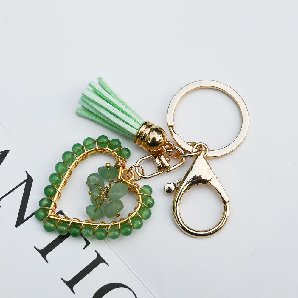 Natural stone keychain, bag pendant, bohemian style, creative decoration, heart-shaped jewelry