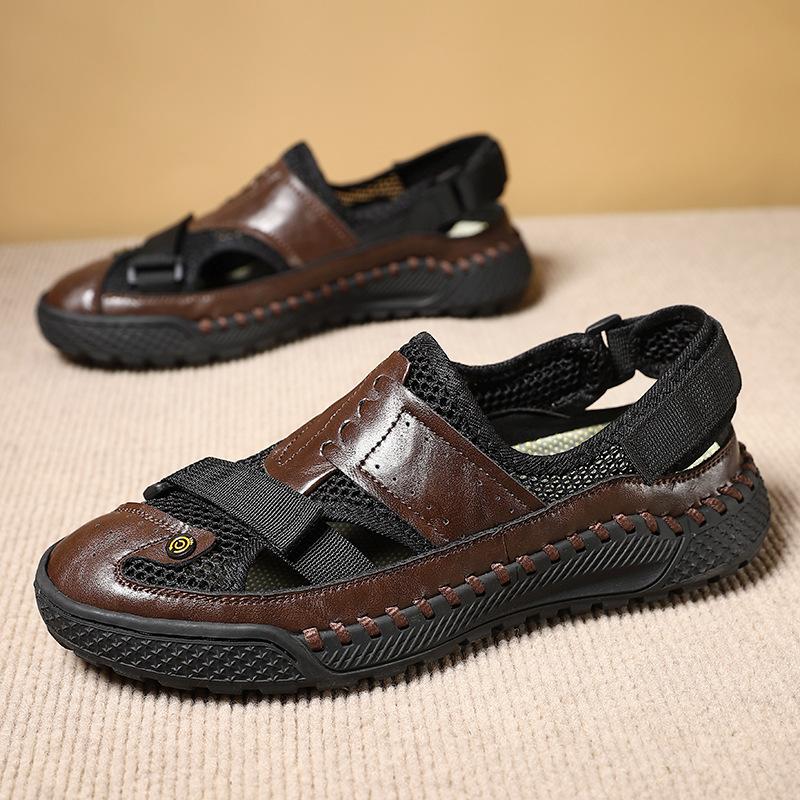 Foreign Trade Explosion, One-pedal Bag Head Cool Slippers 2025 Summer New Men's Breathable Casual Beach Shoes