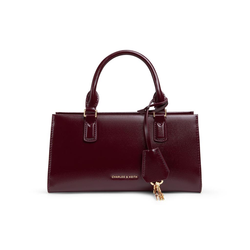 Charles & Keith Kerry Series Minimalist Shoulder Bag With Pendant PU Handbag Small Women handbags Black Light-Pink Cream CK2-30271481