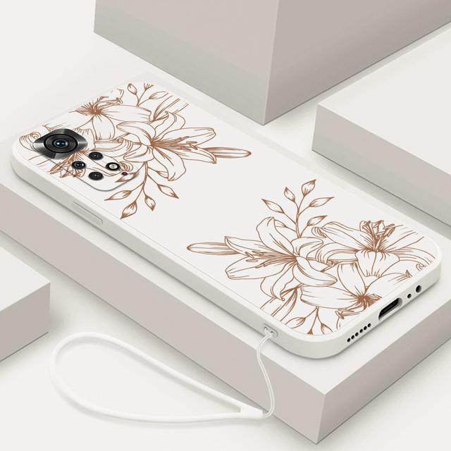 Blomster Silikondeksel For Xiaomi Redmi Note 11 Pro Plus 11pro+ 5G 10 8 9 Pro Max 9t 9s 10s Sommerfugl Telefondeksel med Lanyard