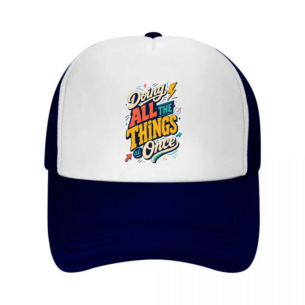 Playful Multitasking Chaos Quote Des Mesh Baseball Cap Casual Hat Outdoor For Womens Unisex FeUnisex