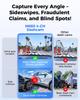 AZDOME 4 kamera Dash Cam 360 graders visning DVR med 128 GB EMMC, 4K foran bak innvendig med GPS WiFi, parkeringsmonitor