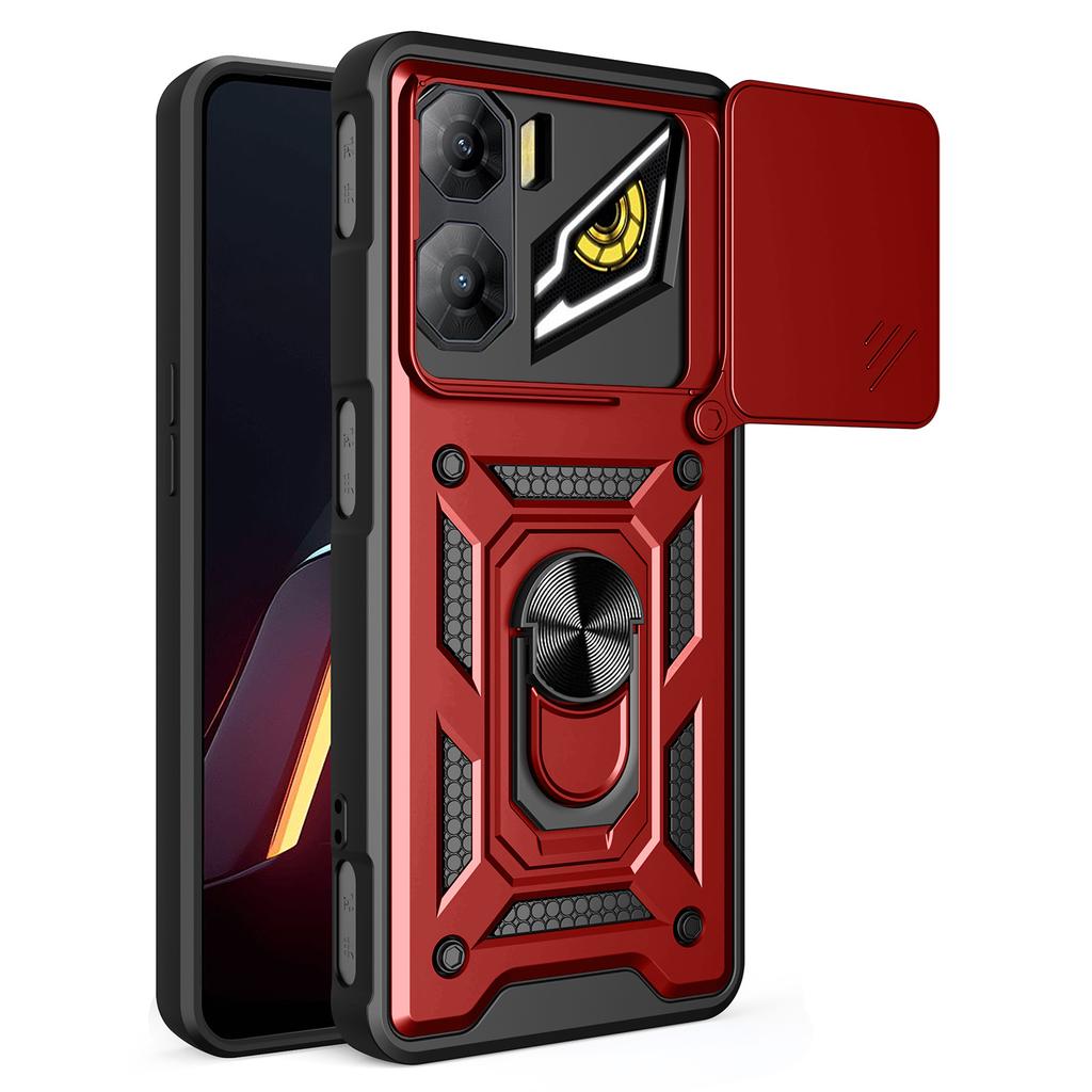 For ZTE nubia Neo 3 5G Case with Slide Camera Lid PC+TPU Kickstand Phone Cover