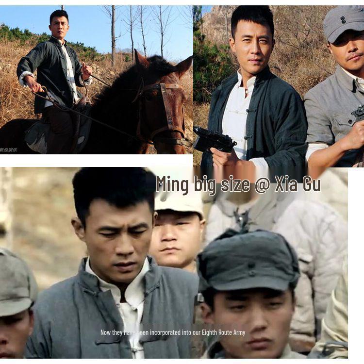 Herren Retro Leinenhemdjacke mit chinesischen Knöpfen – Große Größe für Frühling und Herbst