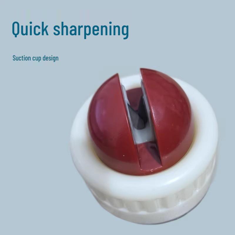 Round Suction Cup Kitchen Knife & Scissors Sharpener – Professional Fast Sharpening Tool грязно-белый/красный