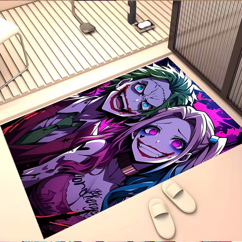 Harley Quinn Joker Print Rug, Washable Floor Carpet, For Entryway Dorm Laundry Room Office Study, Home Decor Birthday Christmas Gift