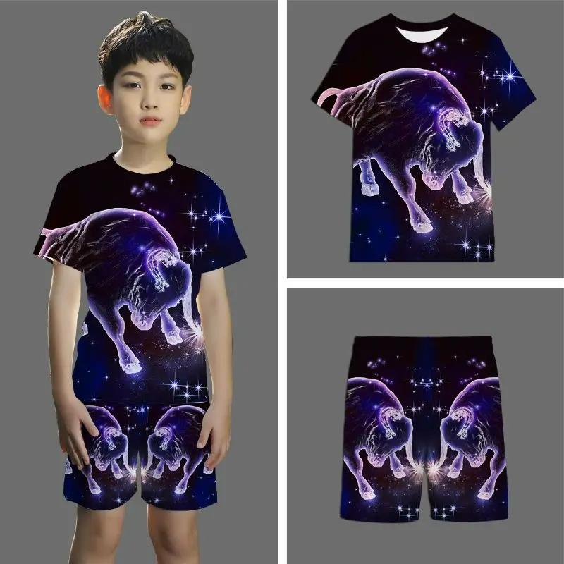 Kinder kurzarm shorts anzug 3D stereo sport anzug Student jugend und kinder shorts 2-stück set Sommer neuheit 2024