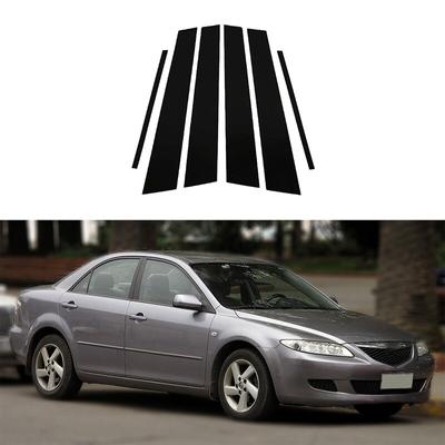6 Stück Autotür-Fenstersäulen-Abdeckungen Türverkleidungs-Aufkleber Exterieur Passend für Mazda 6 Limousine Vor-Facelift 2003 2004 2005 2006 2007