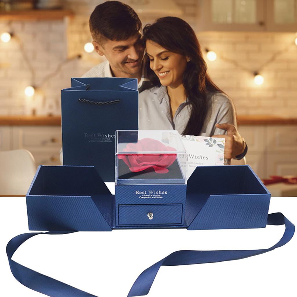 Rosas Artificiales Eternas Con Collar Gifts Box, Ose Gifts Box For Women, Valentine's Day Decor