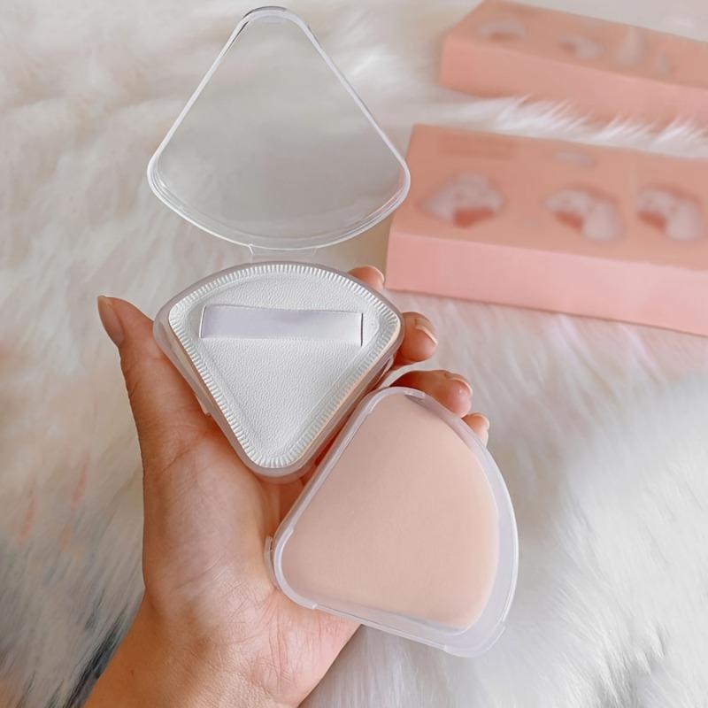 Transparent Circular/Square/Triangle, Empty Storage Box, Portable Makeup Puff Cosmetic Storage Box, Suitable for Travel Storage
