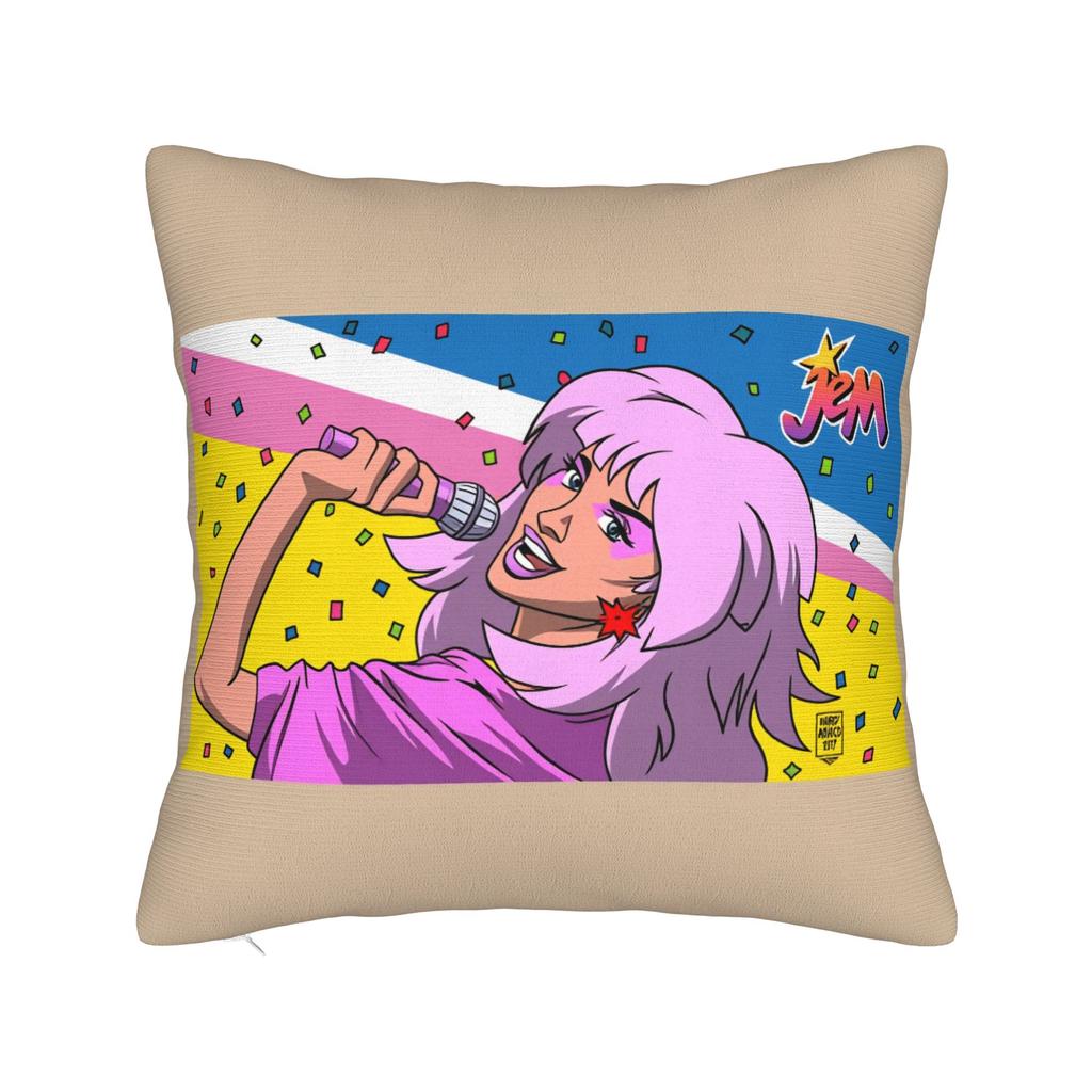 Kpop Style Jem And The Holograms Pillow Cover Comfy Cushion Cover Vintage Pillow Case For Sofa Couch Bed Living Room