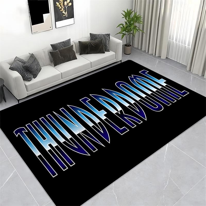 Stylish Cartoon Fighter Inspired Carpet, Red & Black Action Floor Rug