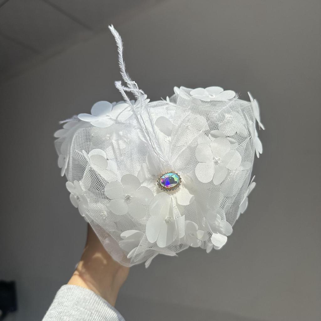 Mode Damen Feder Netz Garne Hut Hochzeitsaccessoires Netz Schleier Kopfschmuck Kappen Haarband Stirnband