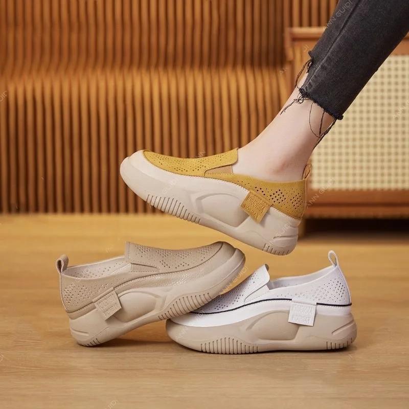 Fashion Women Platform Shoes Casual Slip On Shoes Fashion Loafers Ladies Sneakers Chaussure Soft-soled Femme Loafers Woman Sneakers