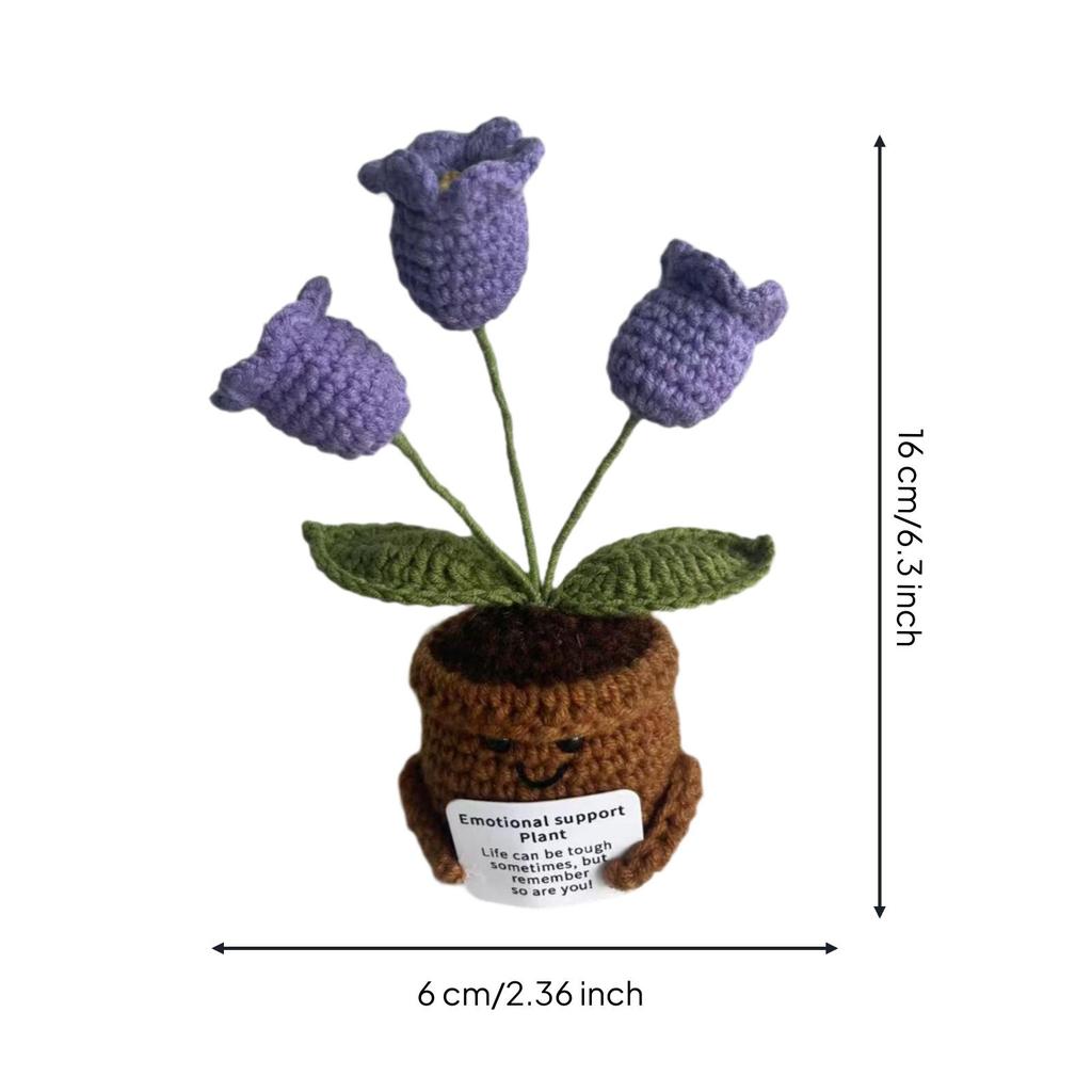 Milk Yarn Crocheted Plant Ornament Indoor with Face and Arms Compact Handmade
