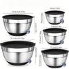 8PCS Set Stainless Steel Mixing Bowls Non-Slip Bottoms with Grater Baking Mixing Basin Kitchen Bowls Baking & Serving