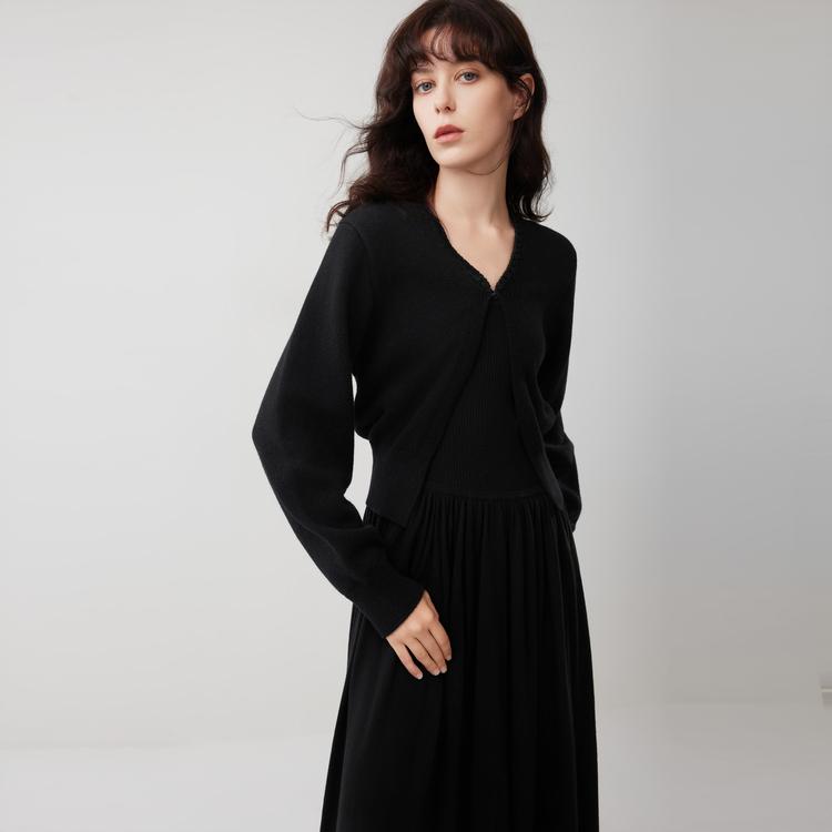 ELLE French Lazy Style Fashion Design V-Neck Casual Loose Versatile Long Sleeve Sweater Women Sweater EM53172