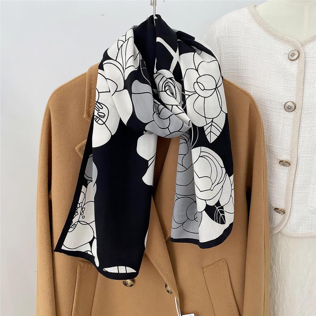 Herringbone Velvet Scarf: Winter, Versatile, Thickened, Hand-Rolled Edges, Small & Long