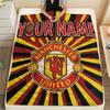 Custom Name,Manchester United FC Printed Flannel Blanket, Soft Throw for Bedroom Sofa, Washable, Christmas Present, Great Gift.