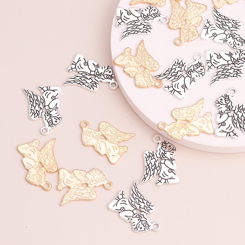 20pcs 25x17mm Metal Alloy Wings Cupid Angel Pendants Charms for DIY Bracelets Necklaces Handmade Finding CLE