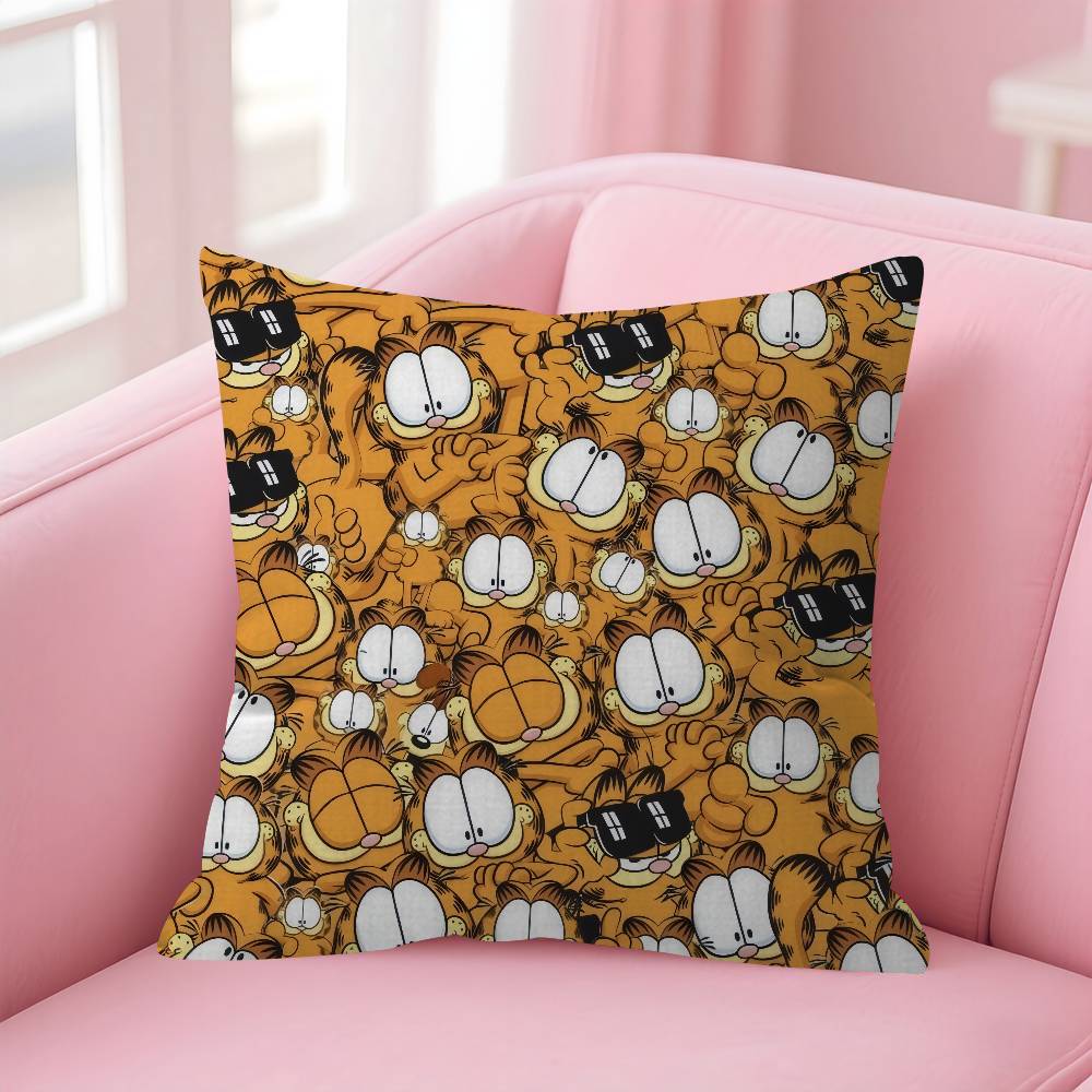Cute Anime G-Garfields-S Cat Cushion Cover Pillowcase Upholstery Sofa Throw Pillow Home Decor Pillowcas Peach skin 18*18(CM)-1Pcs