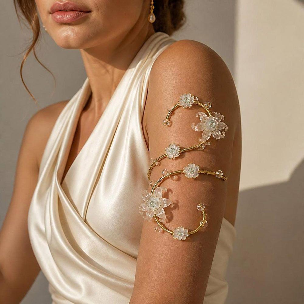 Verstellbares Oberarmarmband Handgefertigter Statement-Armschmuck Mode Blumiger Armband für Damen