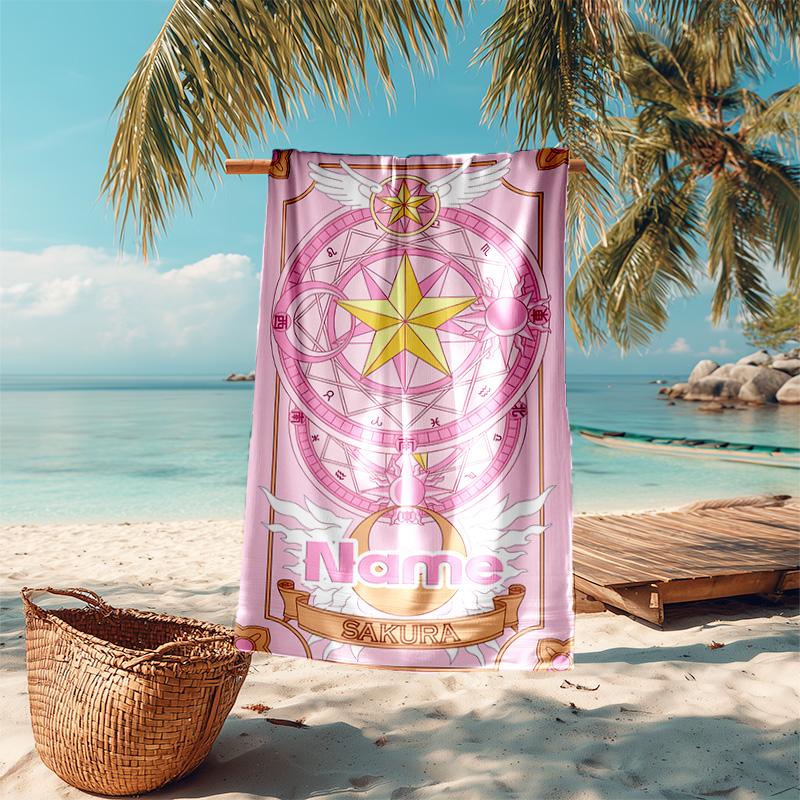 Personalized customized proof beach towel with Sailor Moon pattern - soft, absorbent,quick-drying,perfect swimming,camping&bathing