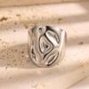 Stainless Steel Irregular Concave Convex Texture Wide Rings for Women Men Punk Smooth Opening Rings Party Jewelry Accessories
