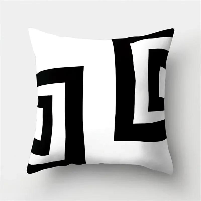 White Black Geometric Cushion Cover x Pillowcase Sofa Decor Polyester Home