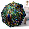 Peacock and Floral Fantasy Outdoor Automatic Umbrella Retractable Design with 8-Rib Durability Lightweight Perfect Gift for Friends Family