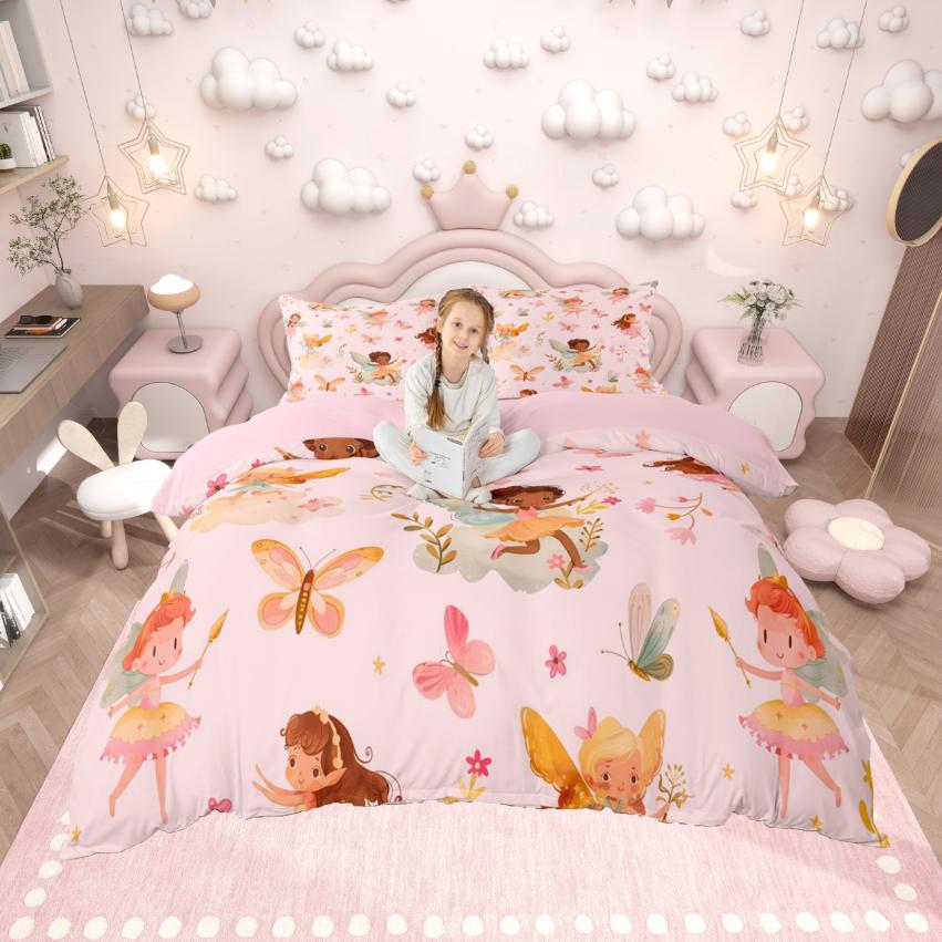 Homewish Set Copripiumino Unicorno Elfo Magico Set Copripiumino Mondo Fiabesco Onirico Set Letto Arcobaleno Colorato Per Bambine