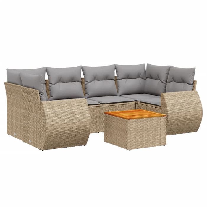VidaXL Garden Lounge Set with Cushions 7 Pcs, Patio Sofas, Patio Furniture Set, Outdoor Furniture, Beige 3224904