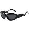 SO&EI Ins Popular Fashion Cat Eye Sports Driving Sunglasses Men Vintage Punk Gradient Mirror Goggles Women Hollow Shades UV400